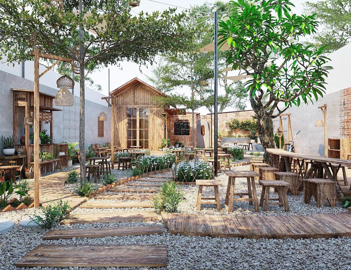 Thiết kế quán cafe sân vườn